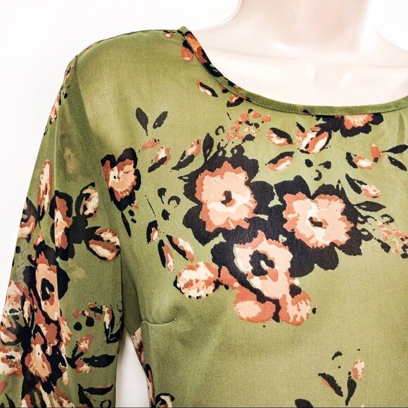 O’Neill Green Floral Sheer Top Sz M - Picture 4 of 11